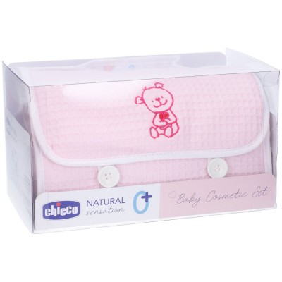 CHICCO SET BEAUTY PIQUET BABY MOMENTS CON MANIGLIA ROSA IN OFFERTA